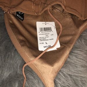 Tan, body con mini dress, side slit , sequins